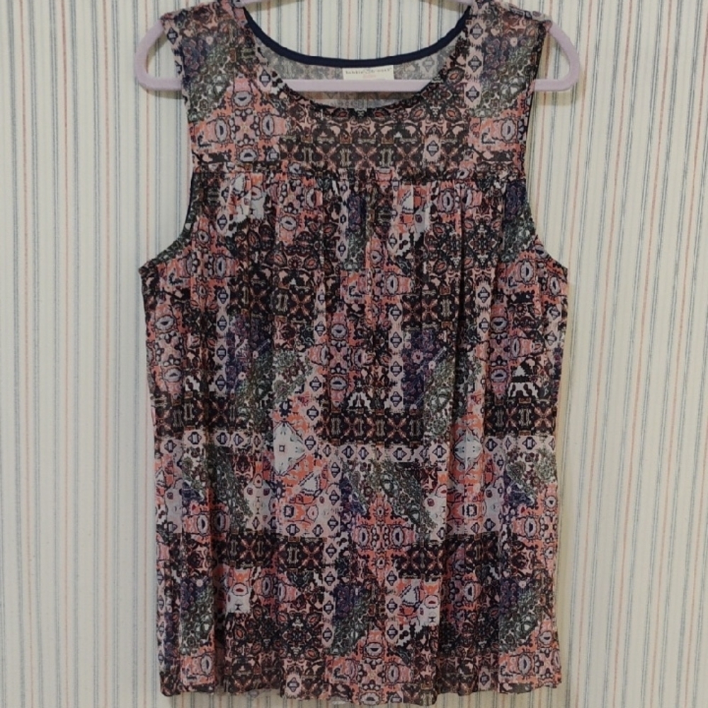 Bobbie Brooks Multicolor Pleated Tank Top With Overlay  L